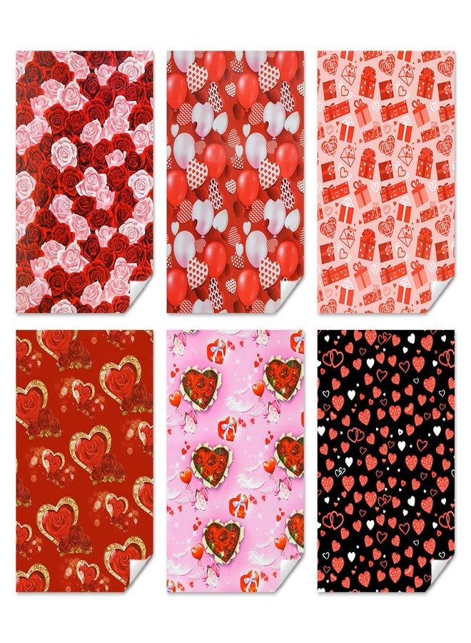 Boerni Romantic Love Wrapping Paper For Men Women, 6 Sheets in 6 Designs Included Red and Pink Rose hearts balloons, 20 x 30 inch Per Sheet Folded Flat for Wedding Anniversary Valentine's Day Mother's Day, - Image 2